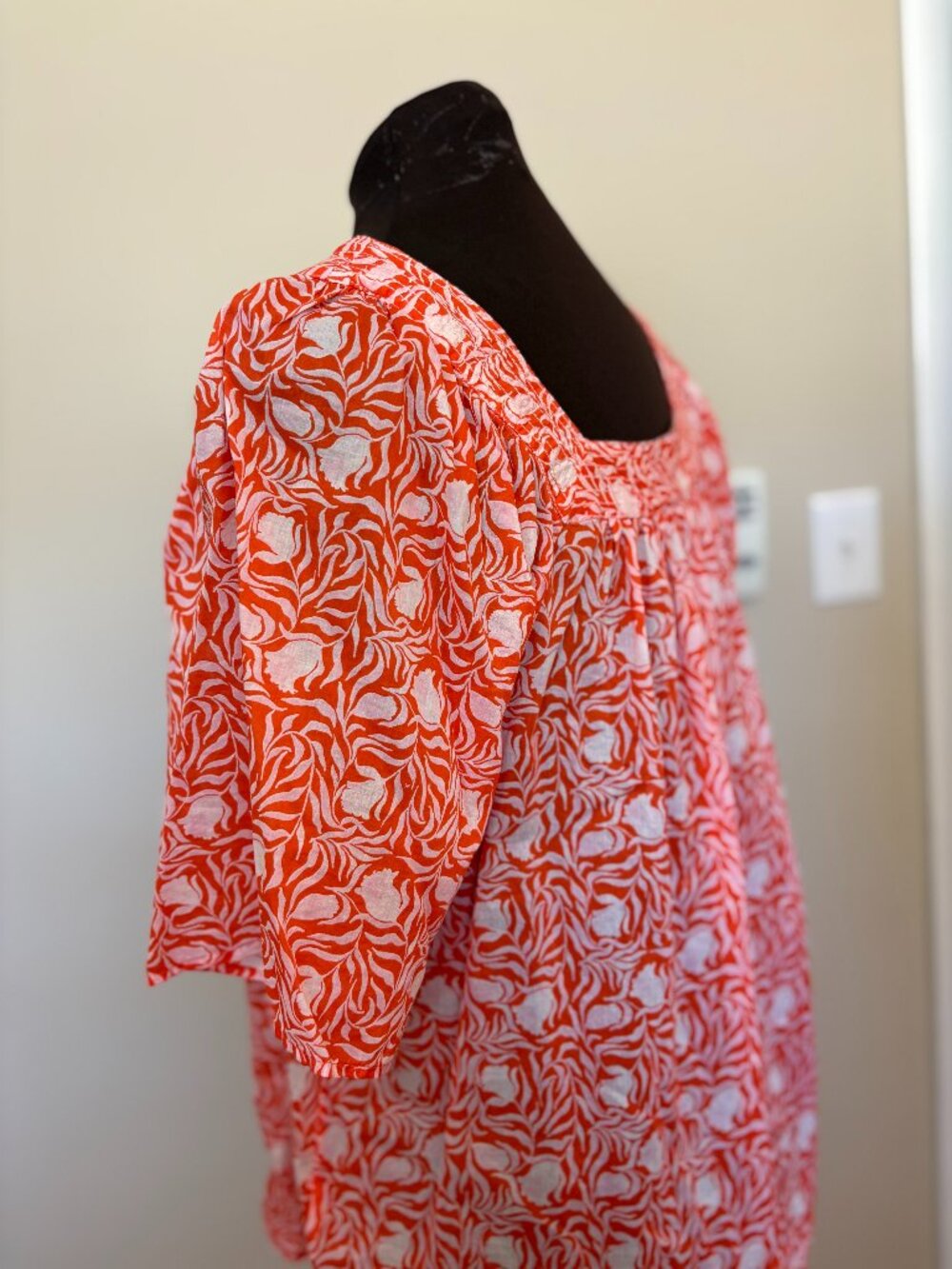 Style & Co. white/orange print tunic top sz XL - Picture 2 of 9